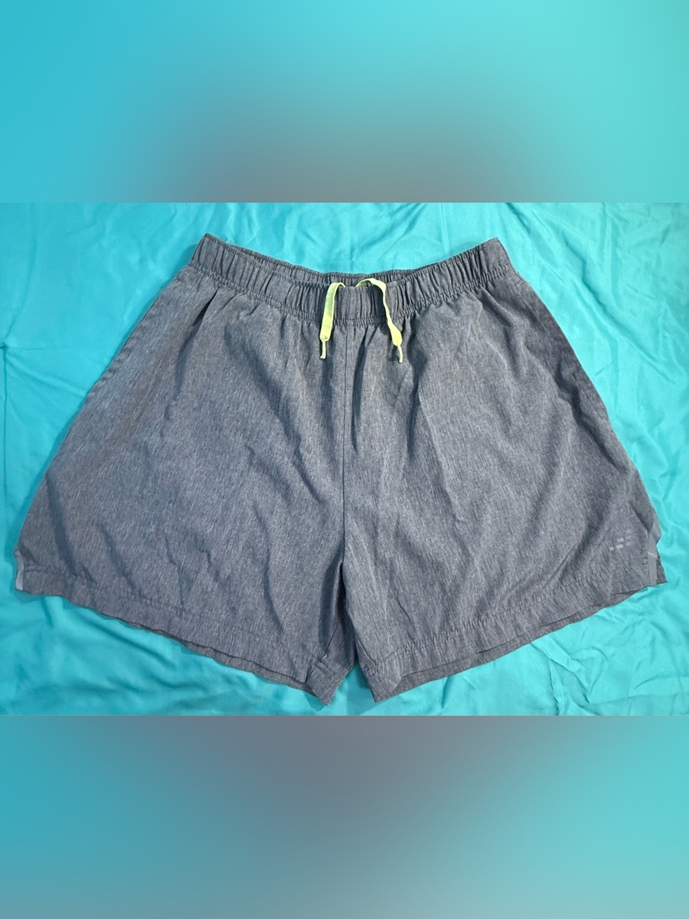 Men's Athletic Gray Drawstring Shorts with Neon Accent